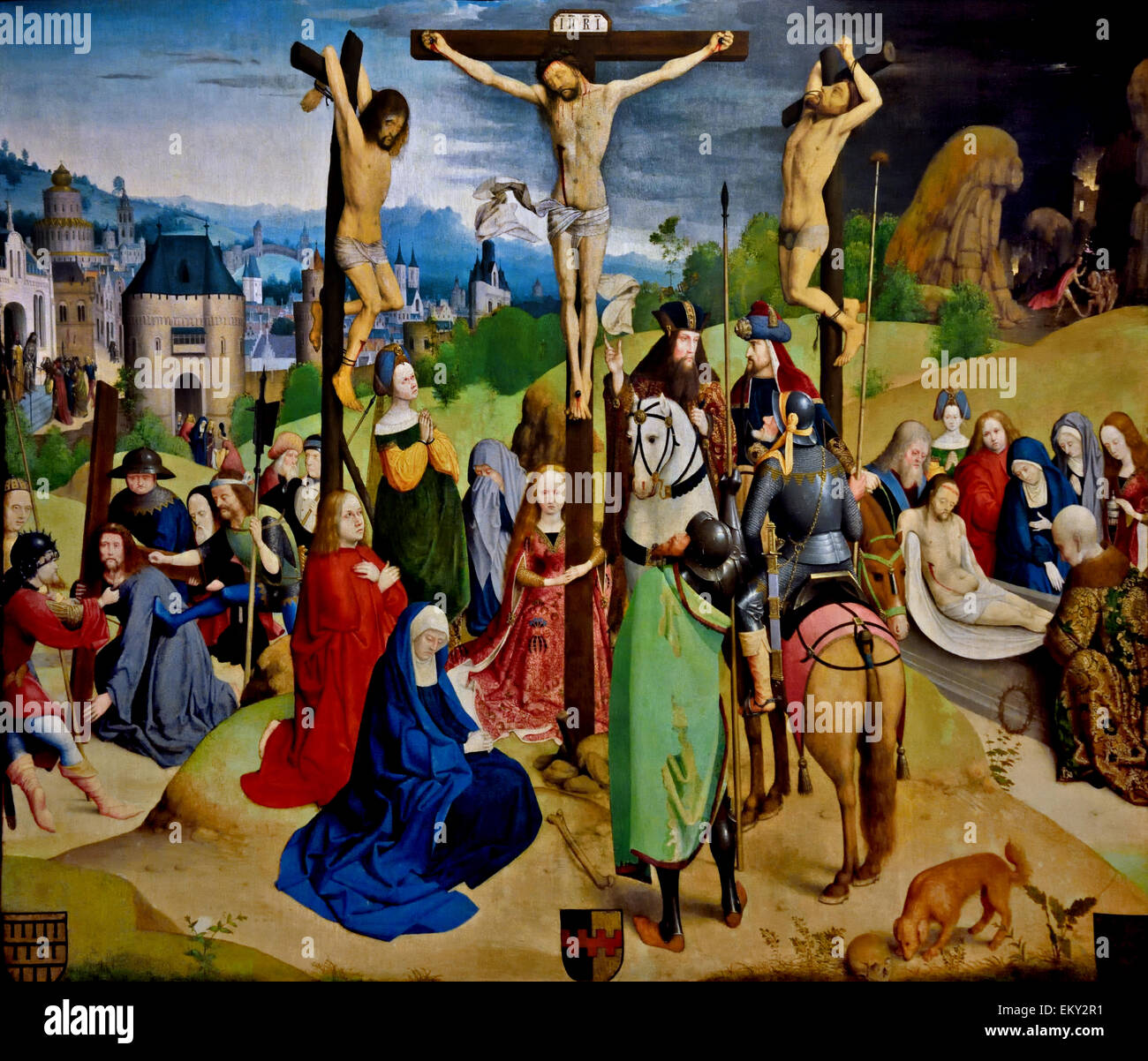 Maître de la légende de St Ursula et atelier ( actif à Cologne 1480 - 1515 ) crucifixion du Christ ( Le Calvaire ) 1480 Allemand Allemagne Banque D'Images