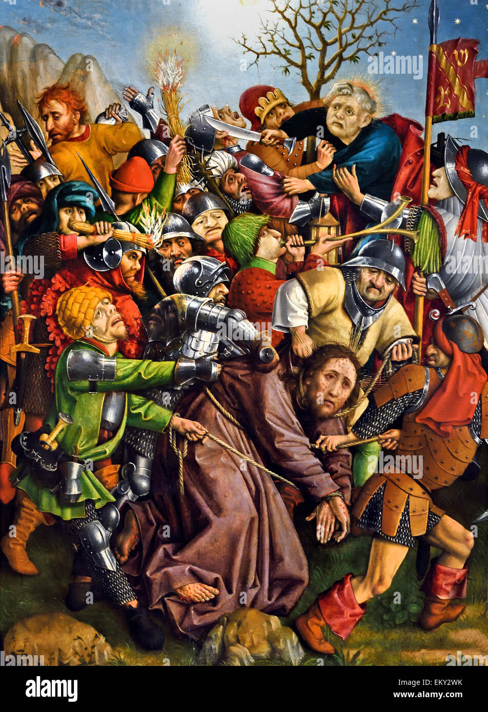 Maître du Karlsruher Passion (actif en 1433 Straßbourg - 1466) l'Arrestation du Christ 1440 - 1455 Allemand Allemagne Banque D'Images