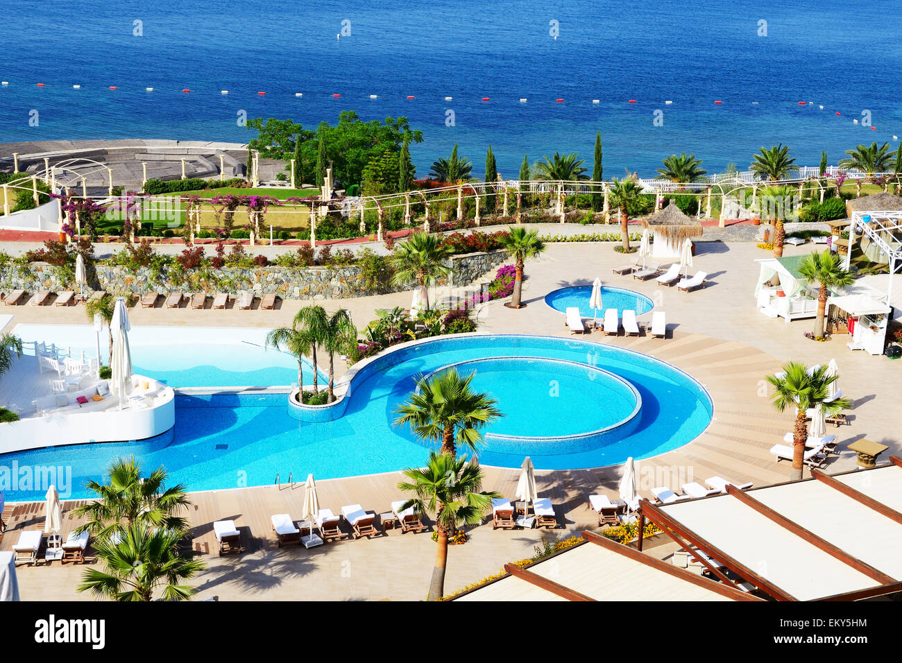 La piscine de l'hôtel de luxe, Bodrum, Turquie Banque D'Images