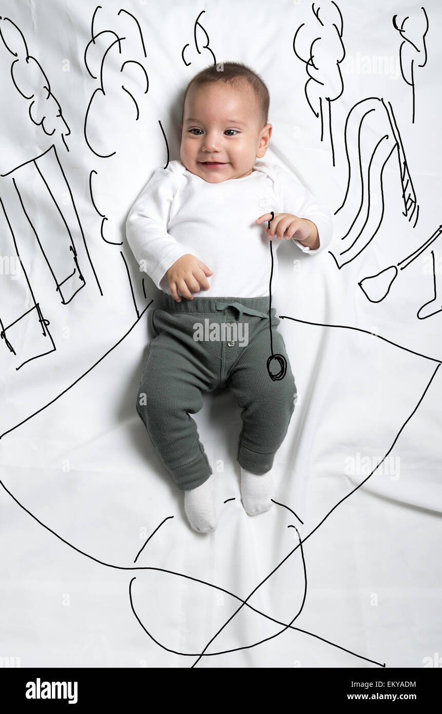 Mignon Bebe Garcon Jouant Au Yo Yo Le Parc Croquis Decoration Photo Stock Alamy