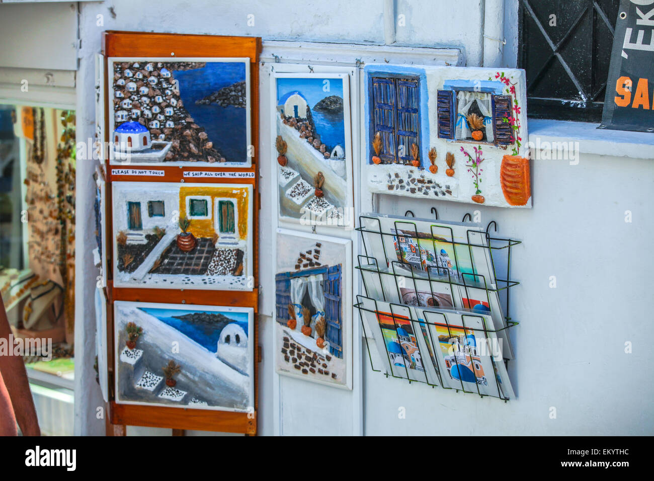 Les peintures sur les rues de Santorin, Grèce Banque D'Images