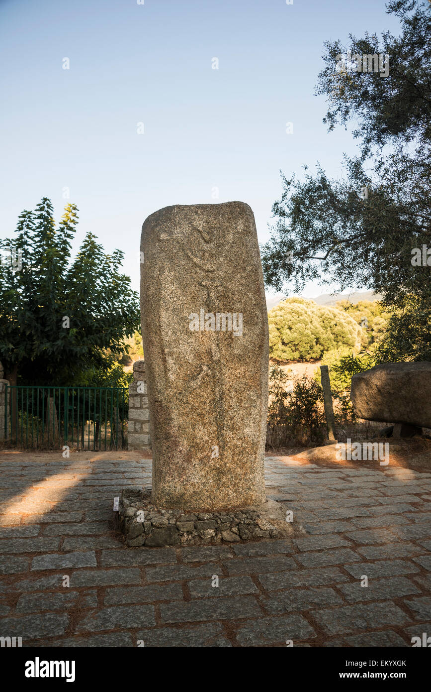 Menhir, mégalithe, Filitosa, Corse, France Banque D'Images