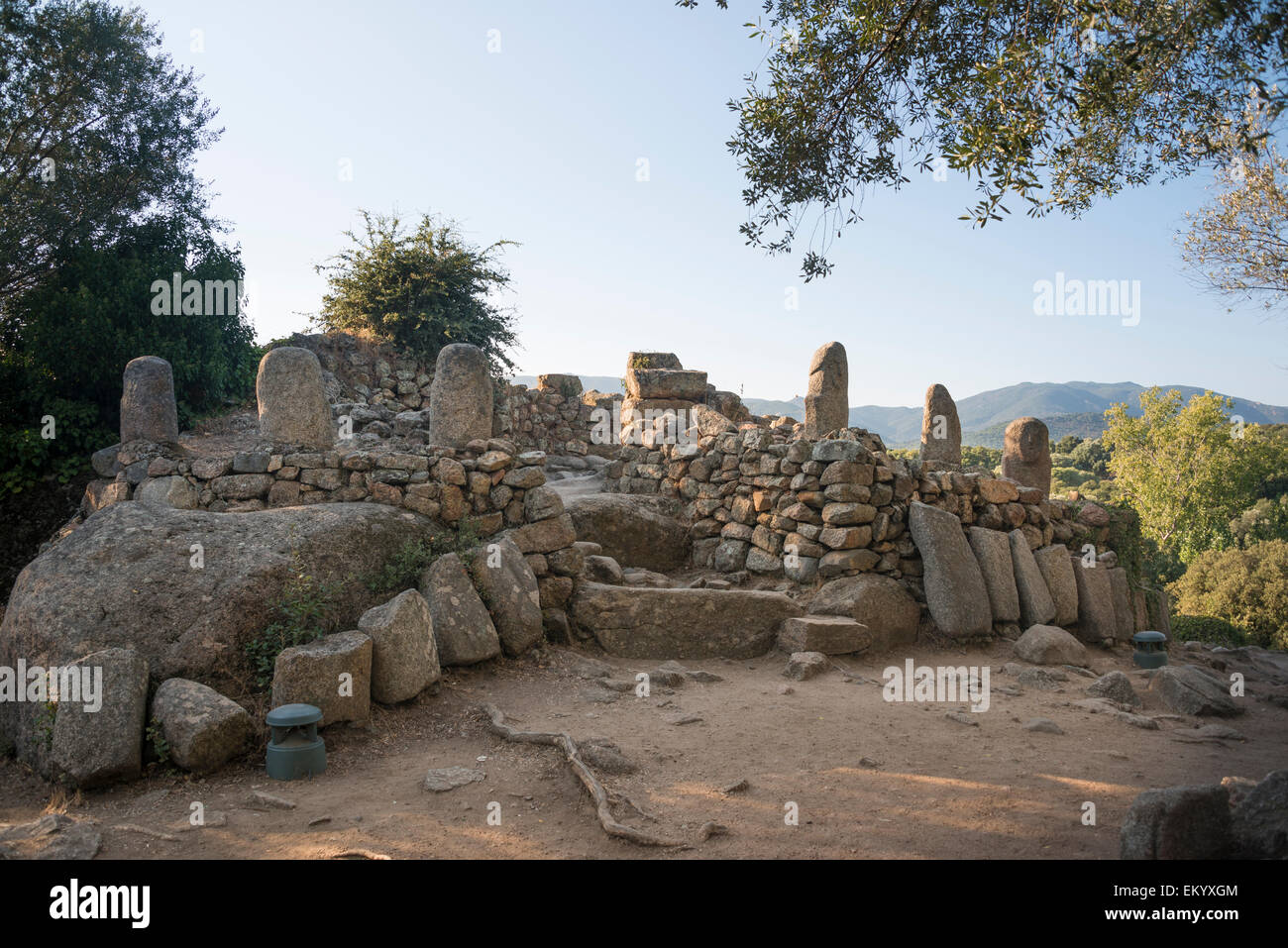 Menhirs, vestiges mégalithiques, Filitosa, Corse, France Banque D'Images