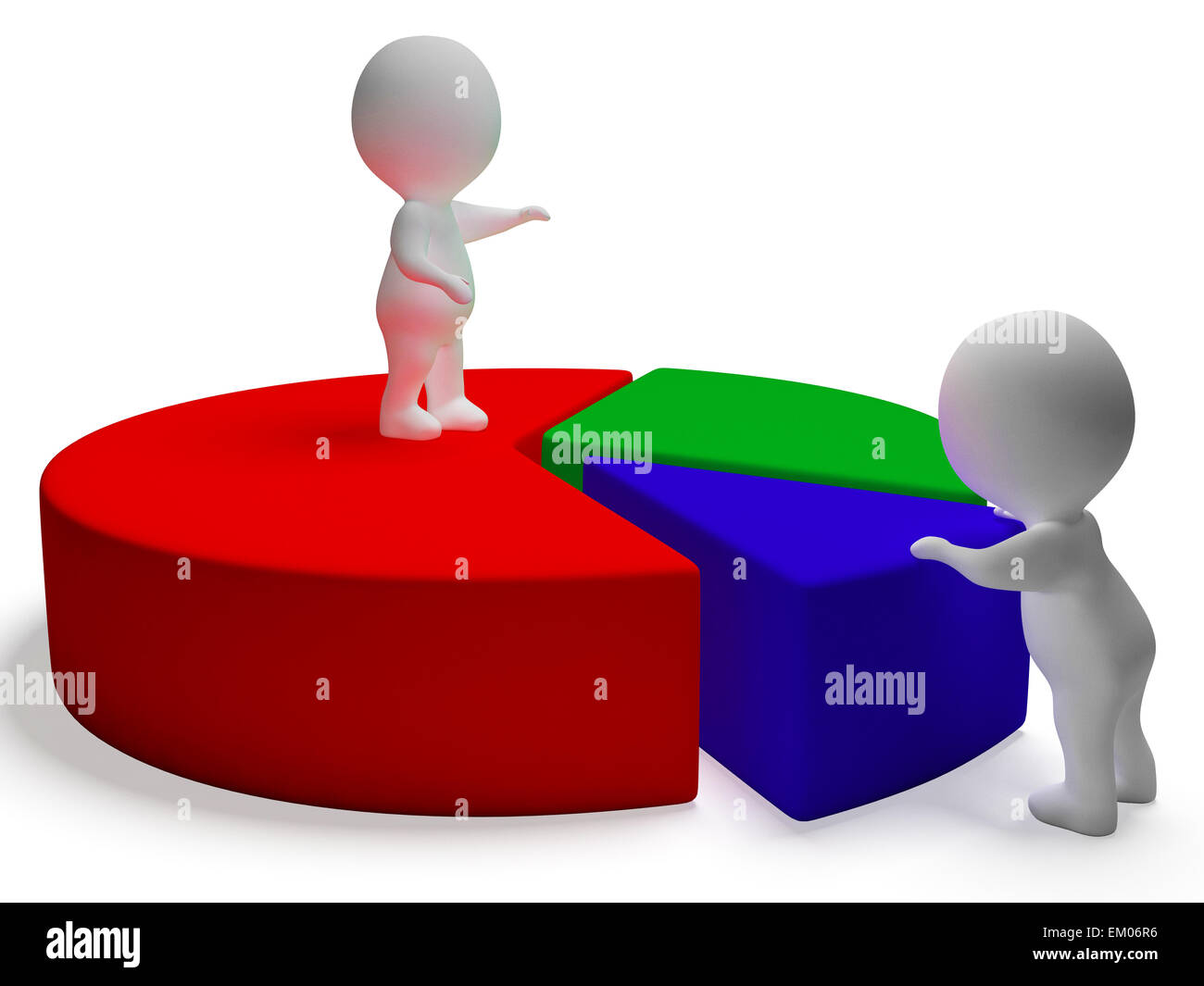 Graphique en 3d et personnages représentant Rapport statistique Banque D'Images