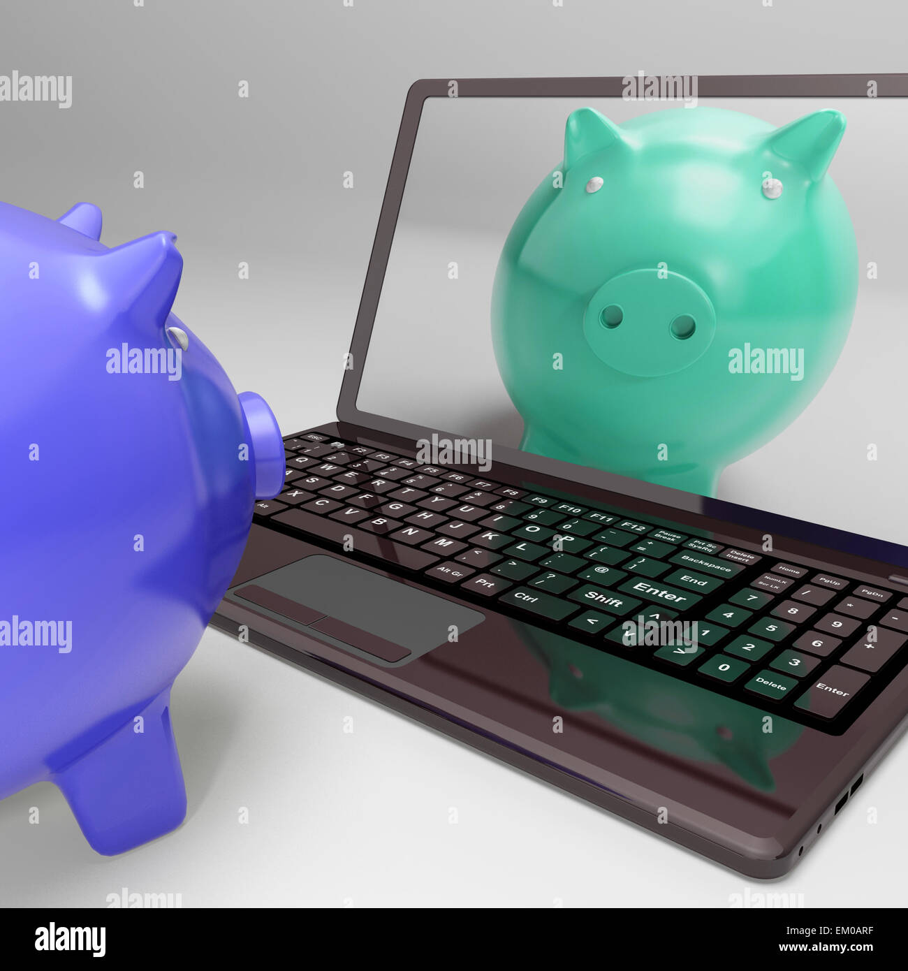 Piggy sur écran affiche Web numérique Piggybank Banque D'Images