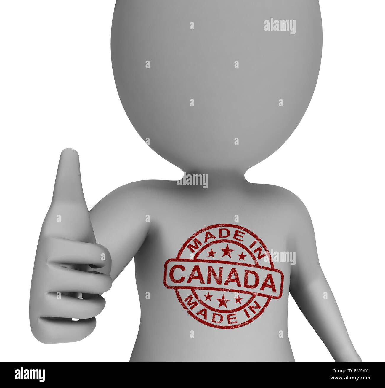 Fabriqué au Canada Stamp sur l'homme indique les produits approuvés Banque D'Images