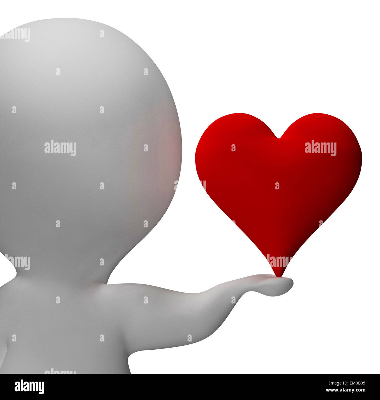 Coeur et 3d Character montre l'amour et la Saint Valentin Banque D'Images Coeur et 3d Character montre l'amour et la Saint Valentin Banque D'Images