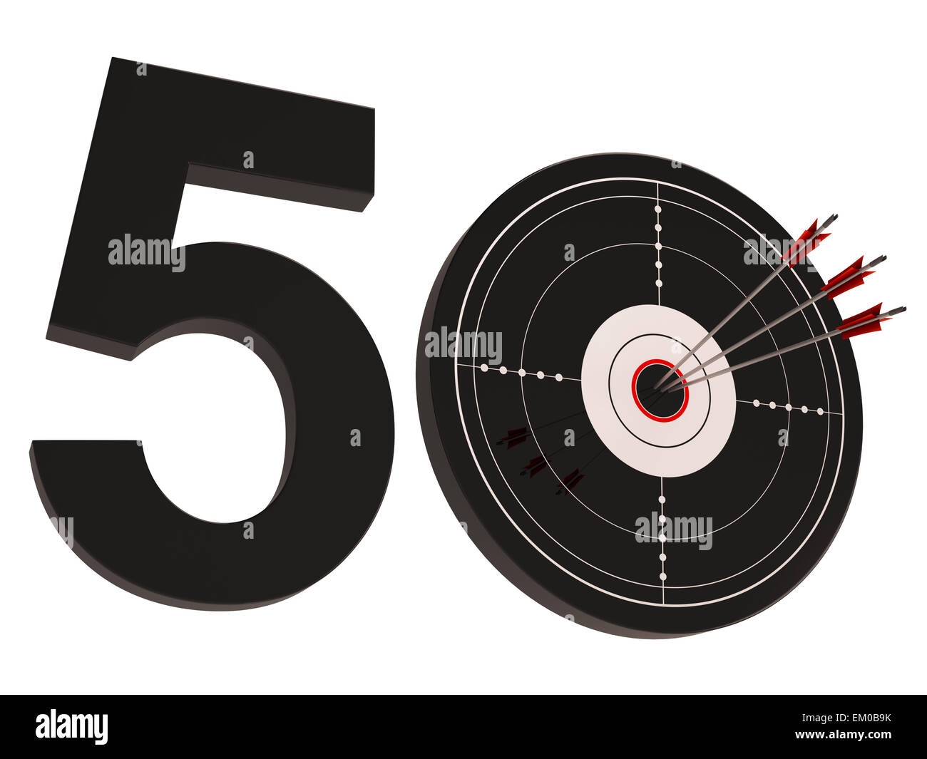 Cible 50 : Affiche le nombre de cinquante Banque D'Images