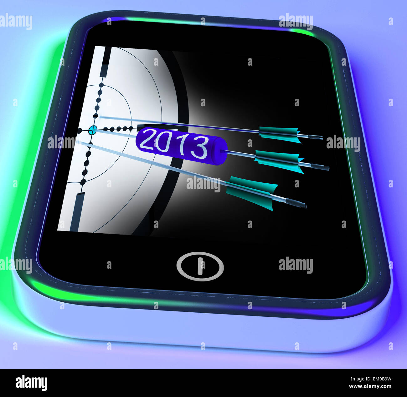 2013 Arrows sur Smartphone montrant les futurs objectifs Banque D'Images