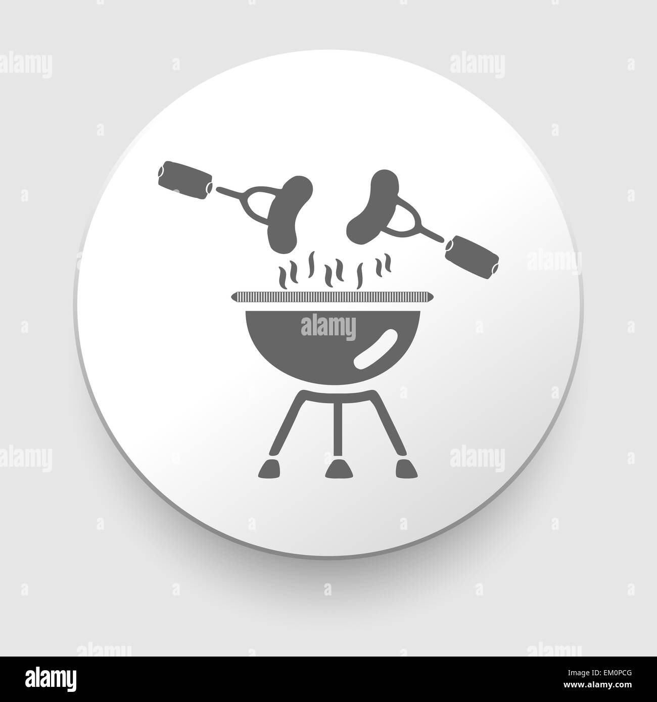 Vector black icône barbecue sur gris Banque D'Images