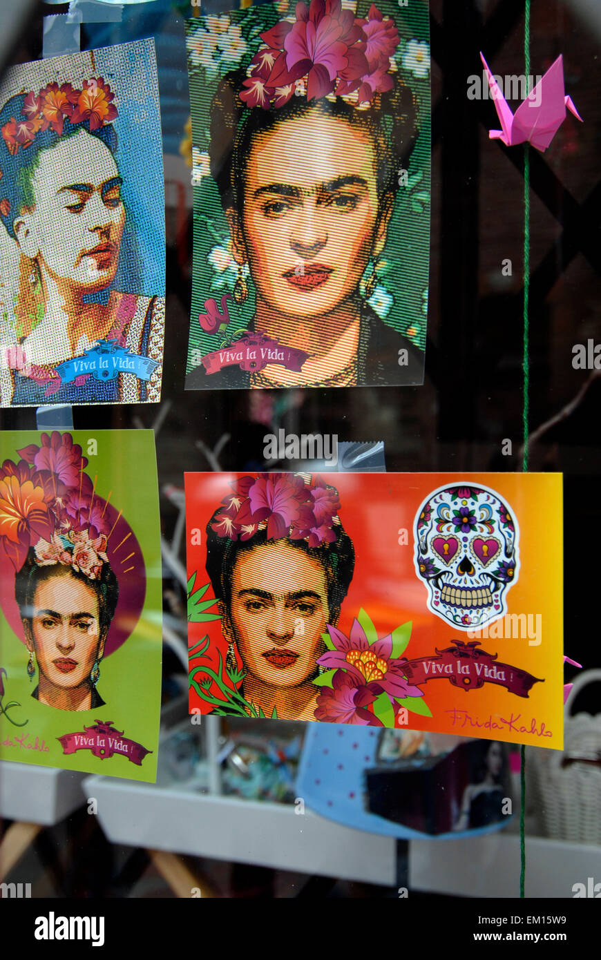 Frida Khalo, affiches, Showcase, Pop, boutique, Rue Pargaminières, Toulouse, France Banque D'Images