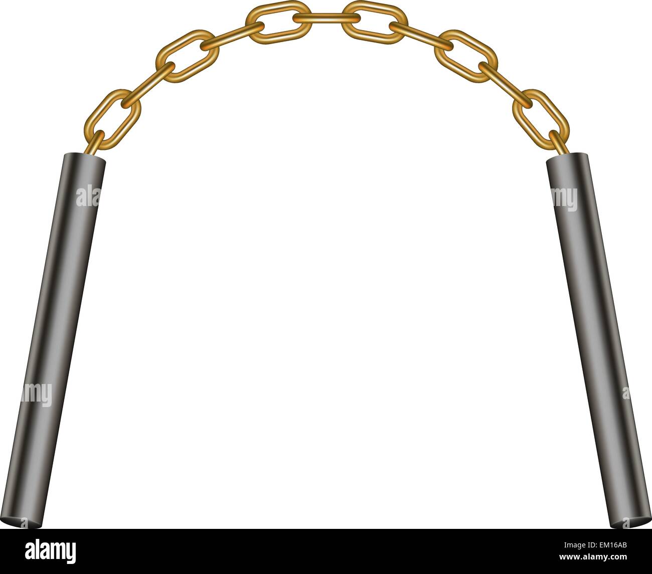 Nunchaku reliés par chaîne d'or Illustration de Vecteur