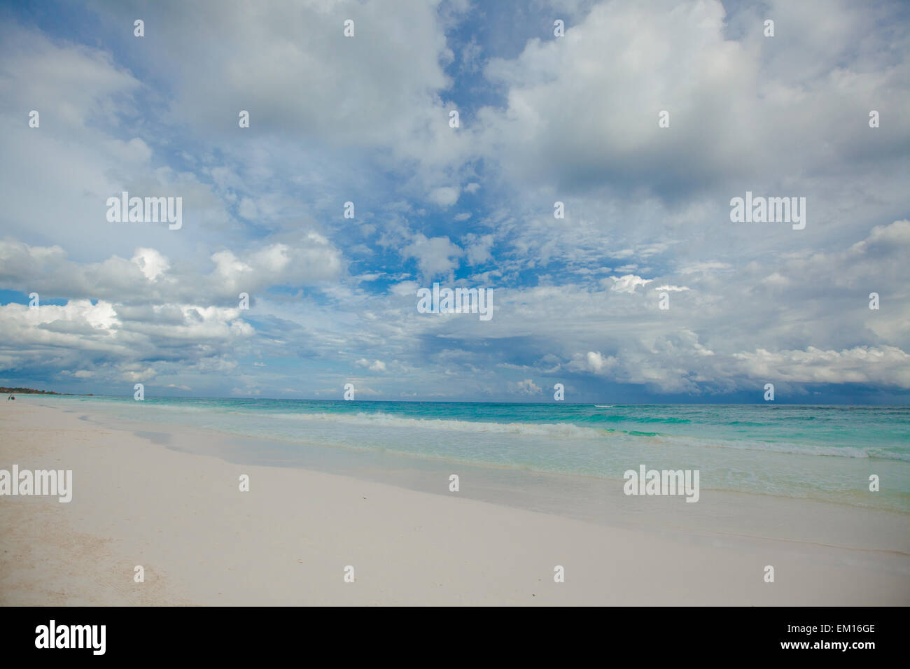 Plage tropical parfait avec de l'eau turquoise et des plages de sable blanc de Tulum, Mexique Banque D'Images