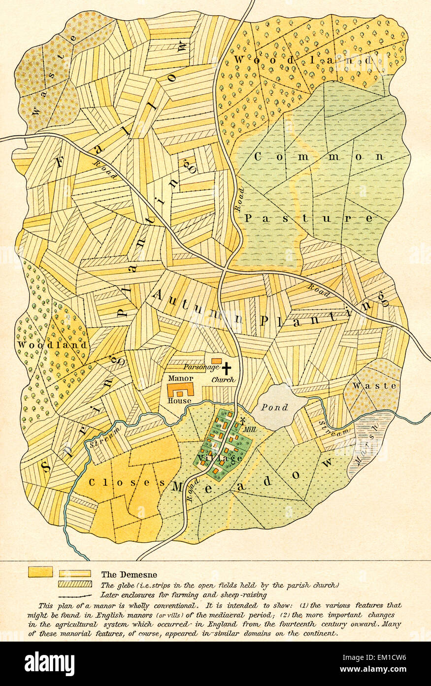 Plan d'un manoir médiéval anglais. Banque D'Images