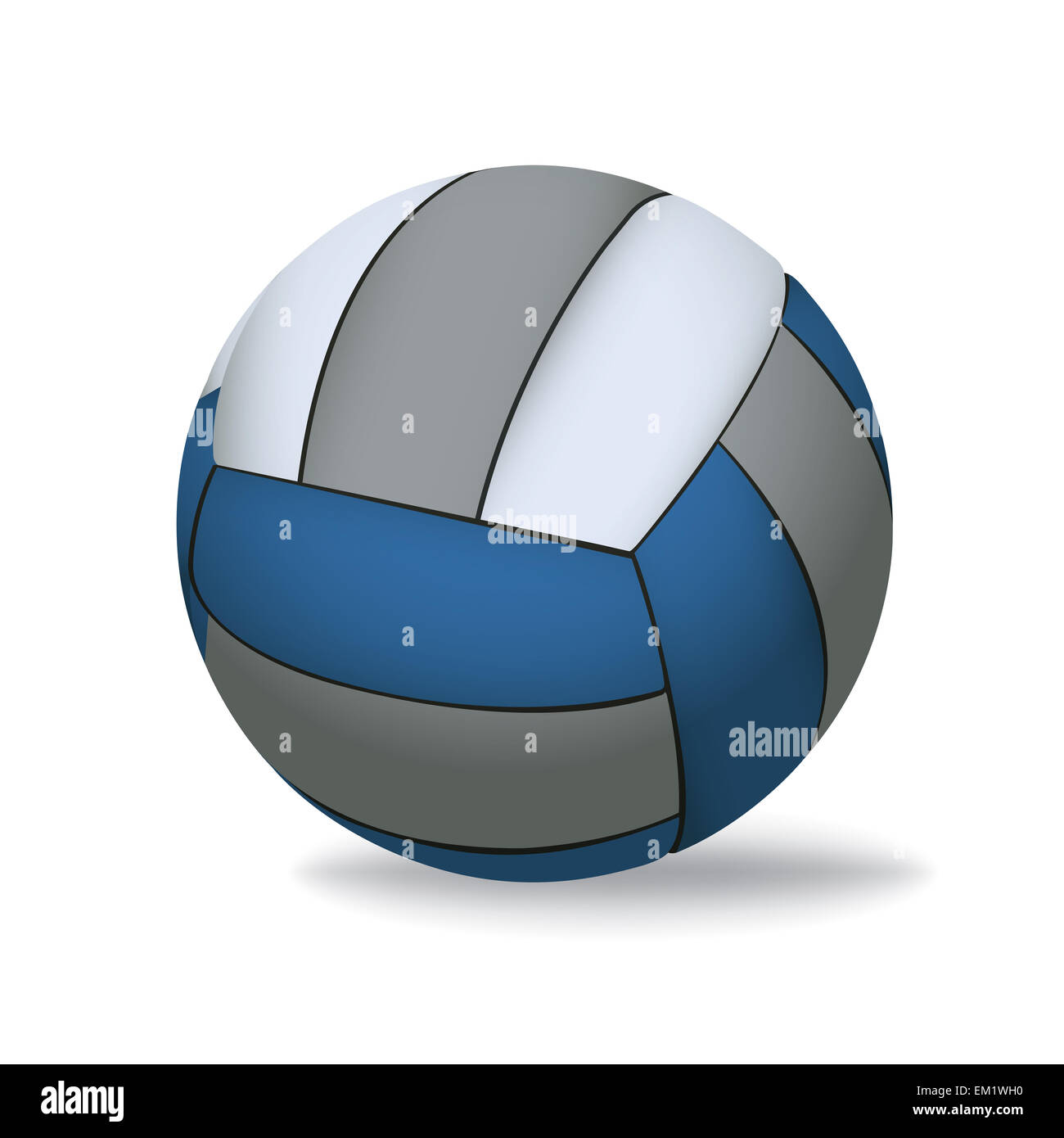 Un bleu, gris, et blanc 3D réaliste volley-ball isolé sur un fond blanc illustration. Banque D'Images