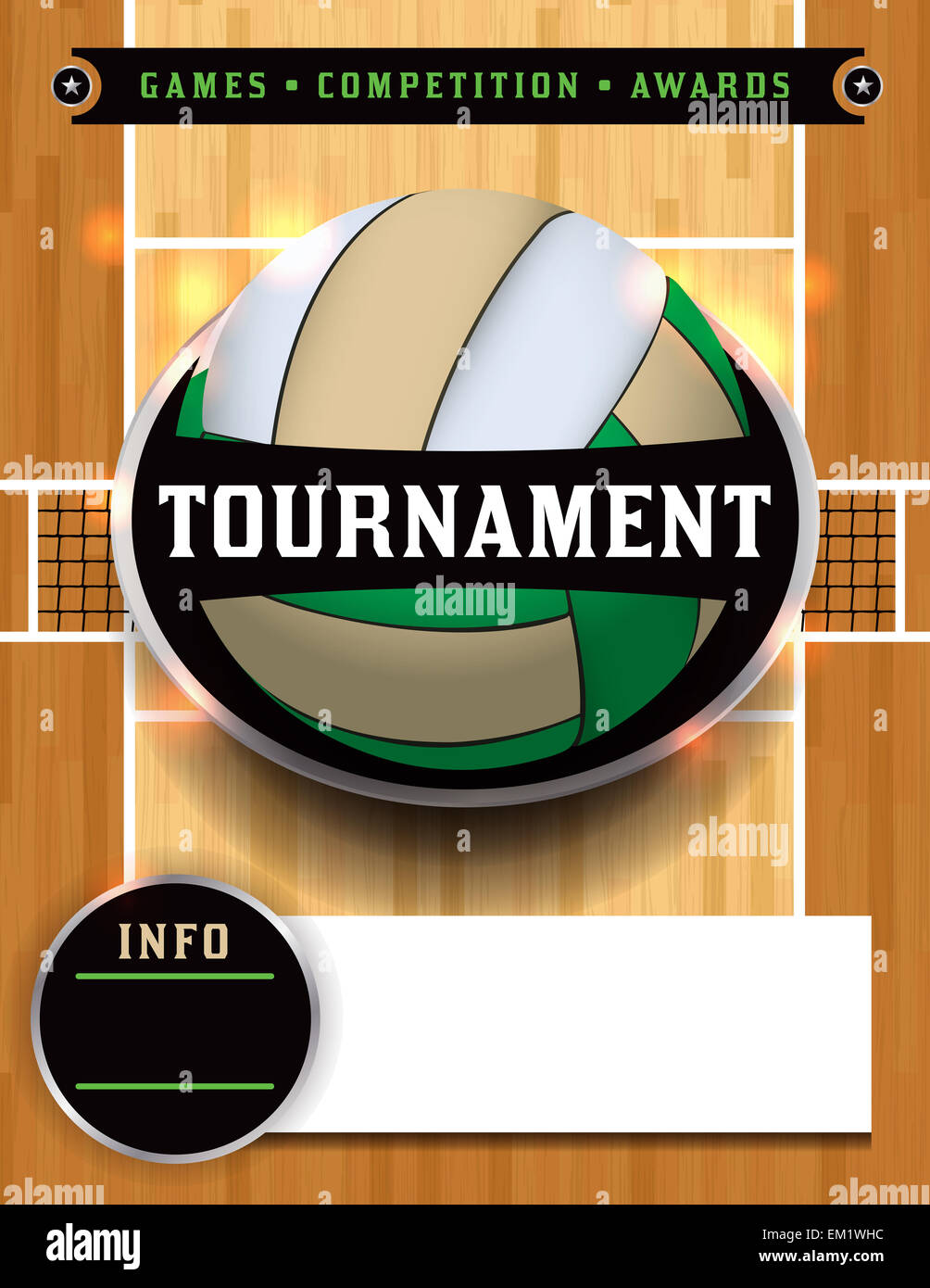 Une illustration pour un tournoi de volley-ball ou de l'affiche flyer invitation. Banque D'Images
