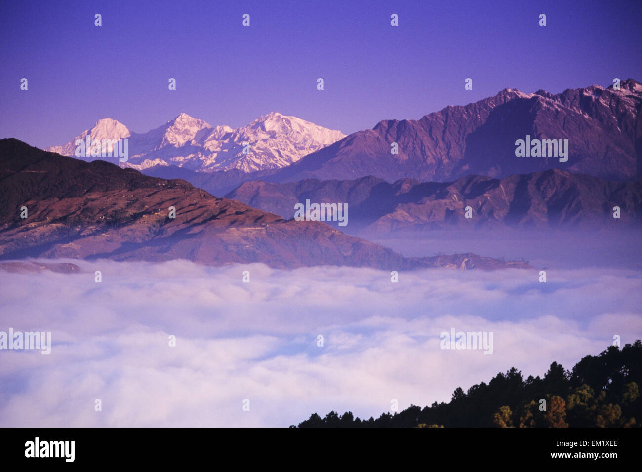 Au Népal, en vue de l'Himalaya central ; Nagarkot Banque D'Images