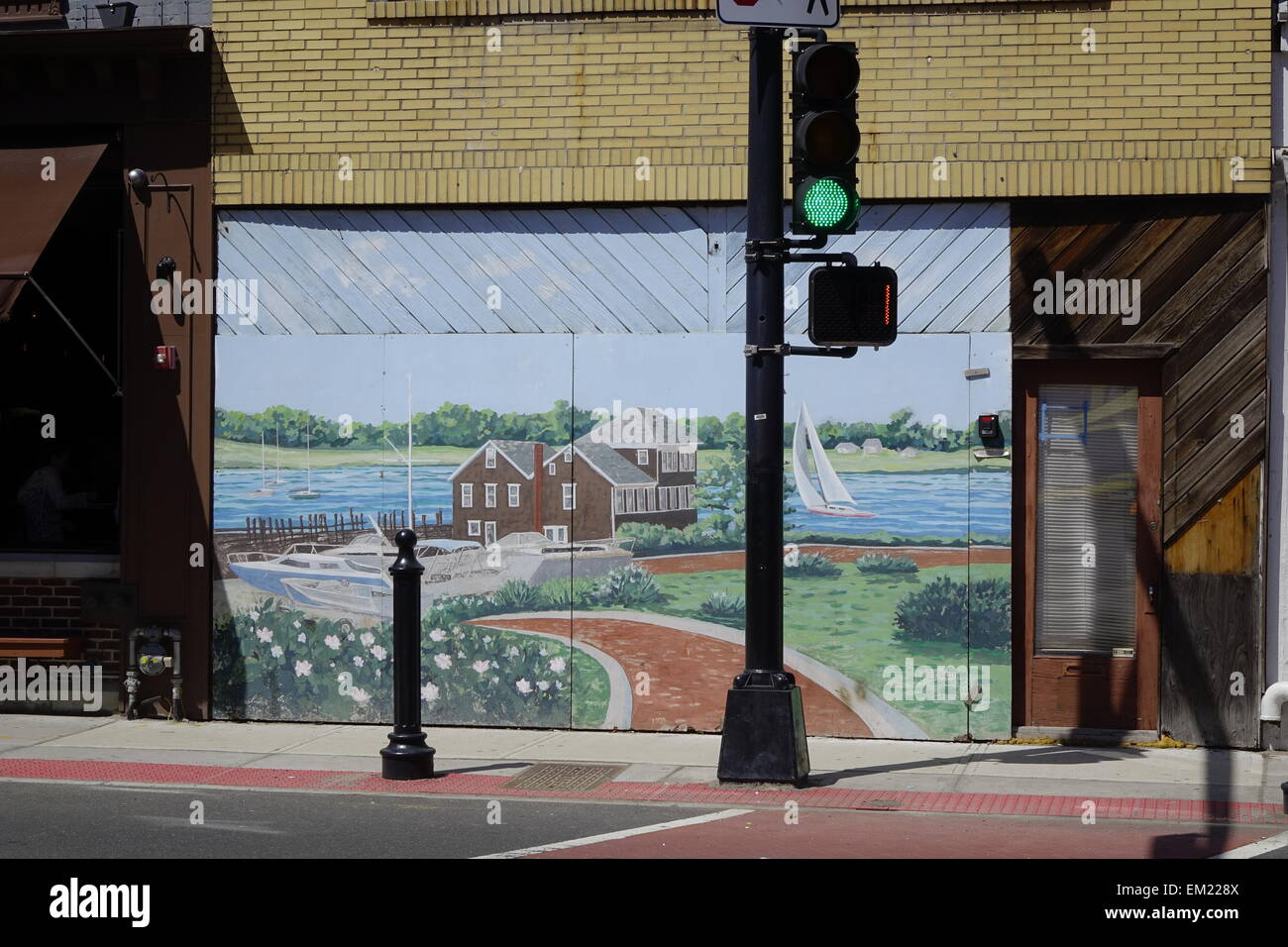 Red Bank, Middlesex County, New Jersey. Peinture murale sur la rue Front. Banque D'Images