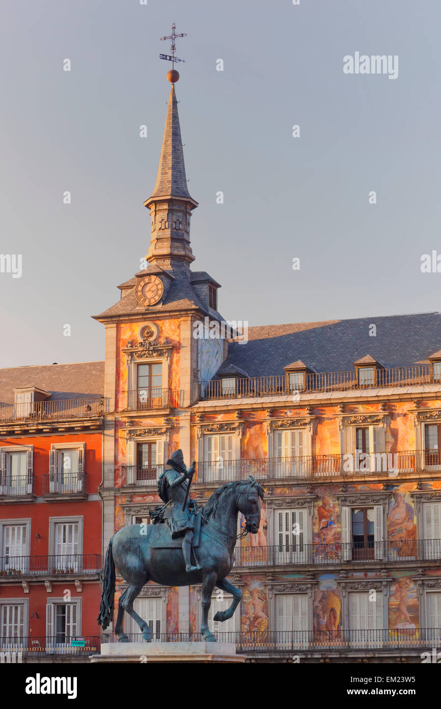 Statue équestre du roi Felipe III ; Madrid Espagne Banque D'Images