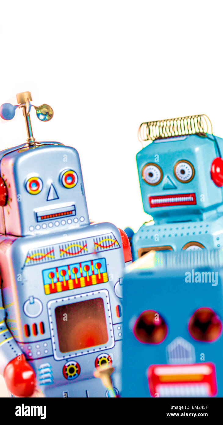 Robot, jouet, plastique, 20e siècle, l'Art et l'artisanat, astronaute, Close-Up, Collection, image en couleur, fond gris, gris, Banque D'Images
