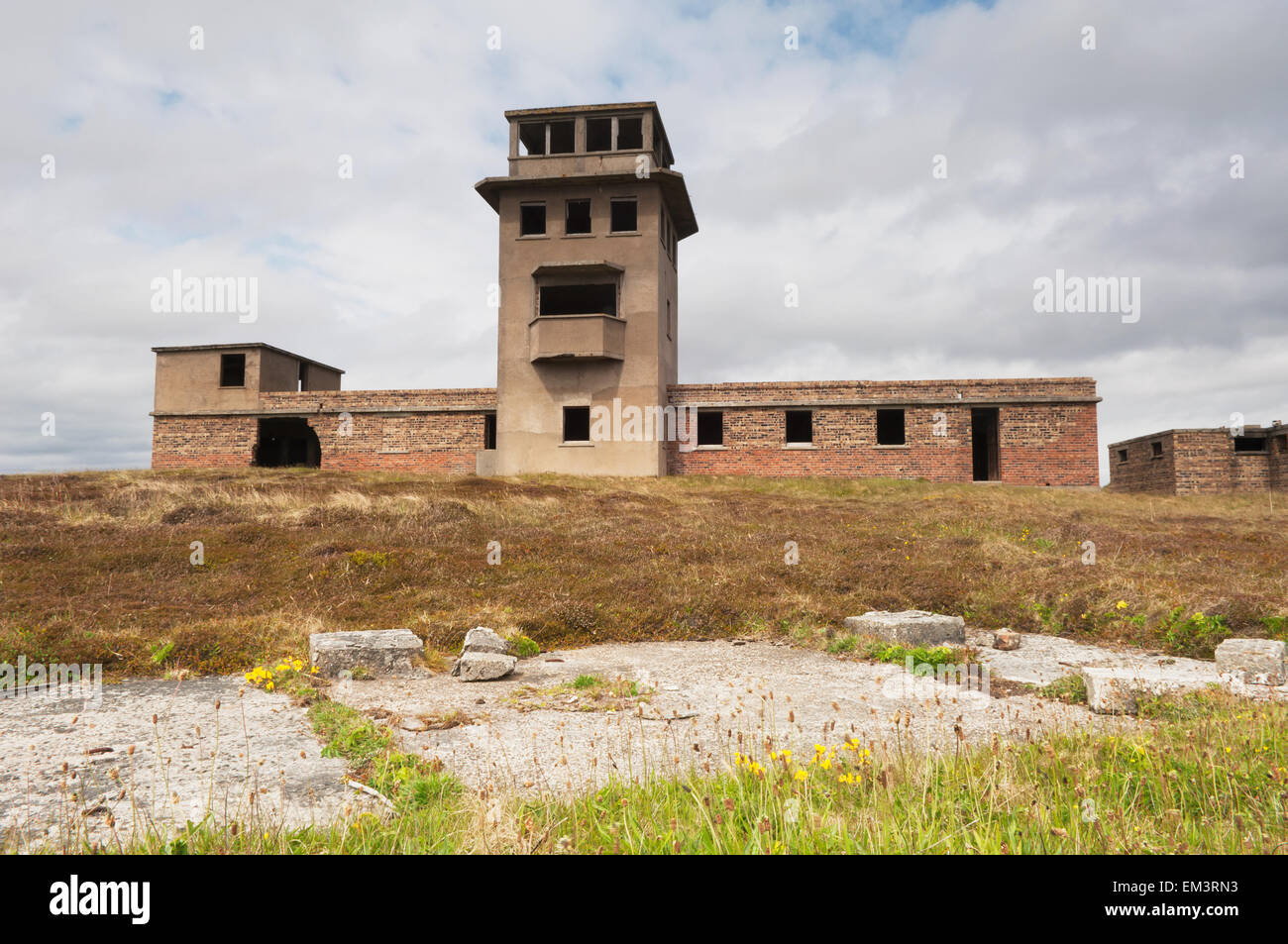 Stanger Chef WW2 Station de signal sur l'île de Flotta, îles Orcades, en Écosse. Banque D'Images