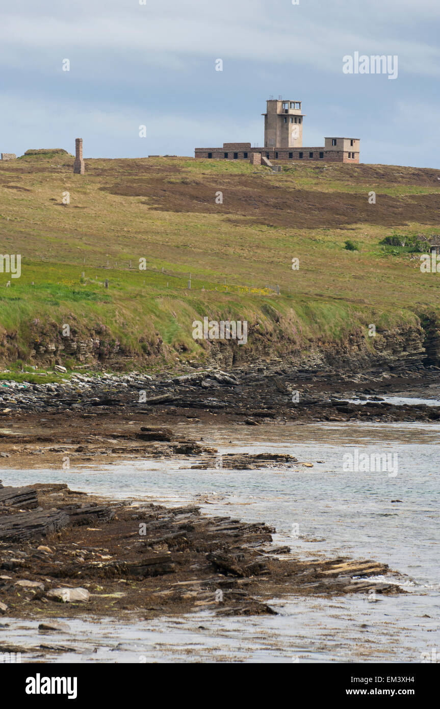 Stanger Chef WW2 Station de signal sur l'île de Flotta, îles Orcades, en Écosse. Banque D'Images
