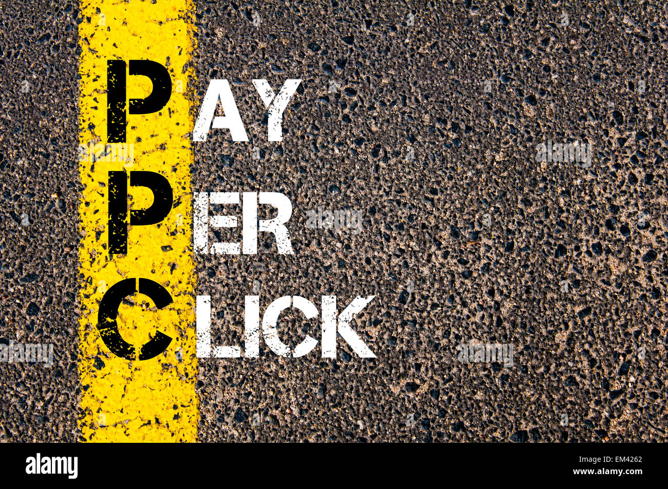 Acronyme PPC - Payer Par Clic. Banque D'Images