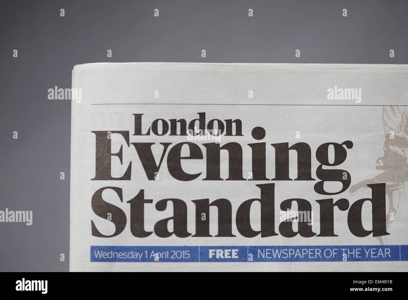 Journal Evening Standard. Détail du couvercle avant Banque D'Images