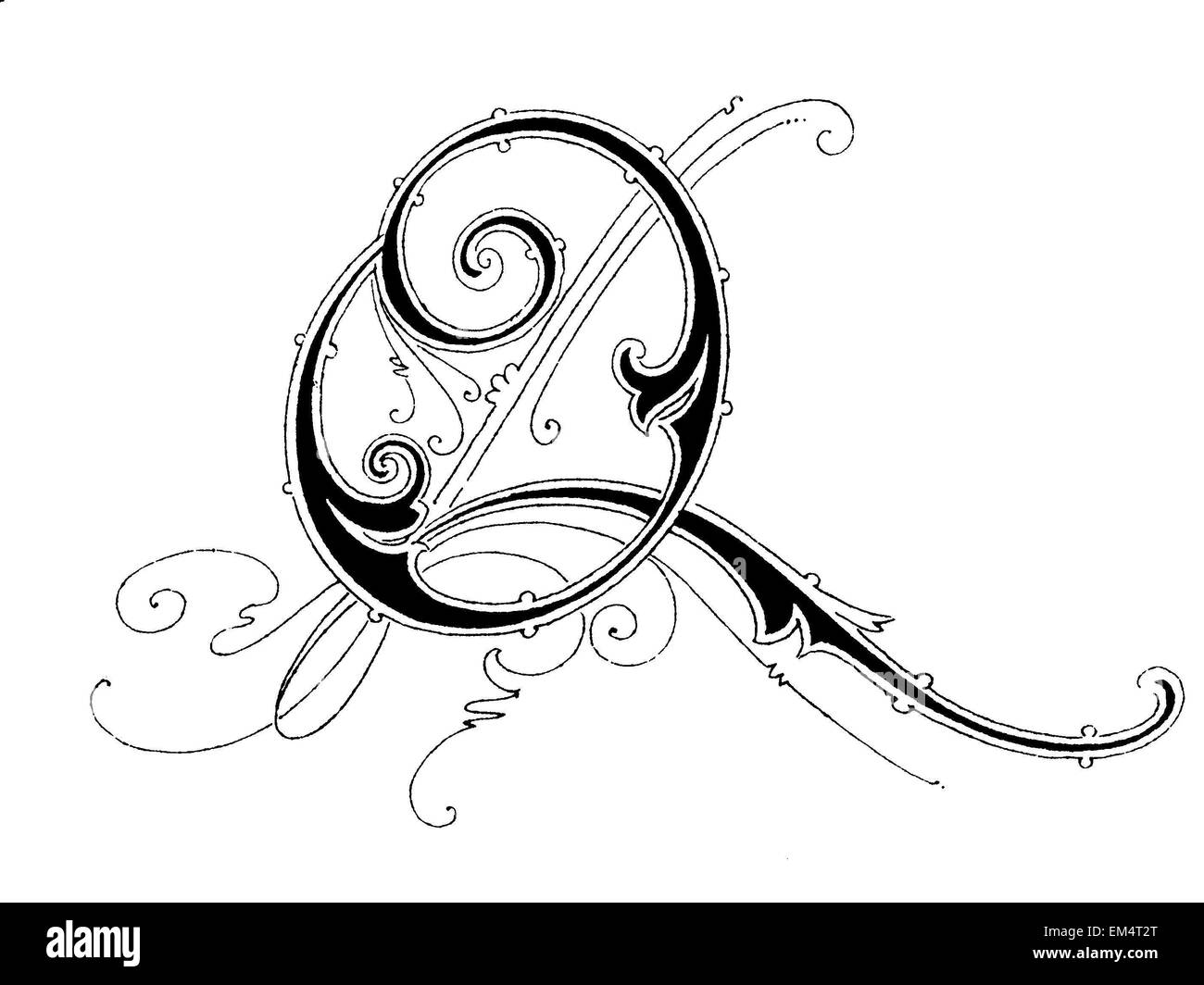 Lettre Q, la police : Art Nouveau Banque D'Images