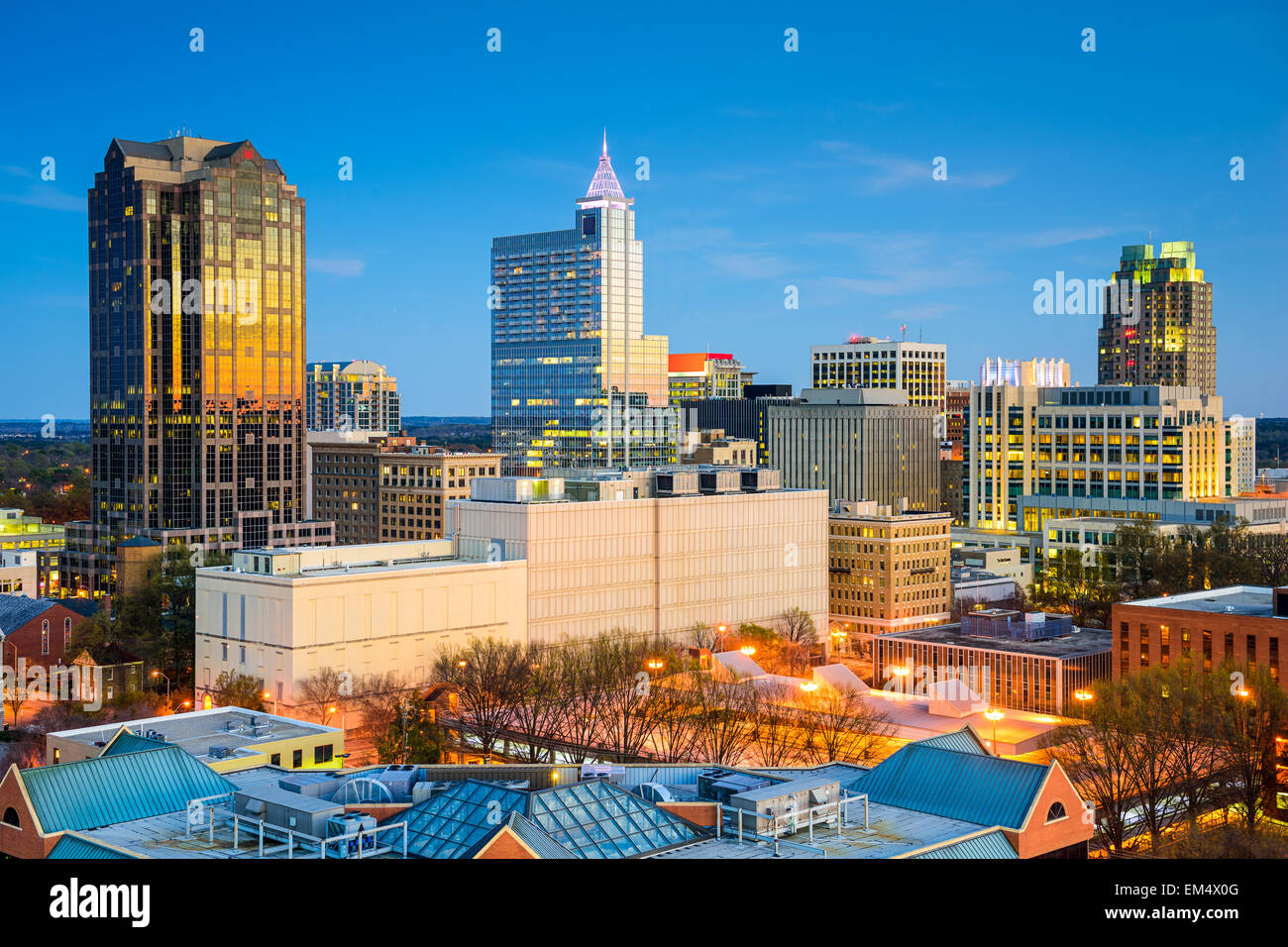 Raleigh, Caroline du Nord, USA sur le centre-ville. Banque D'Images