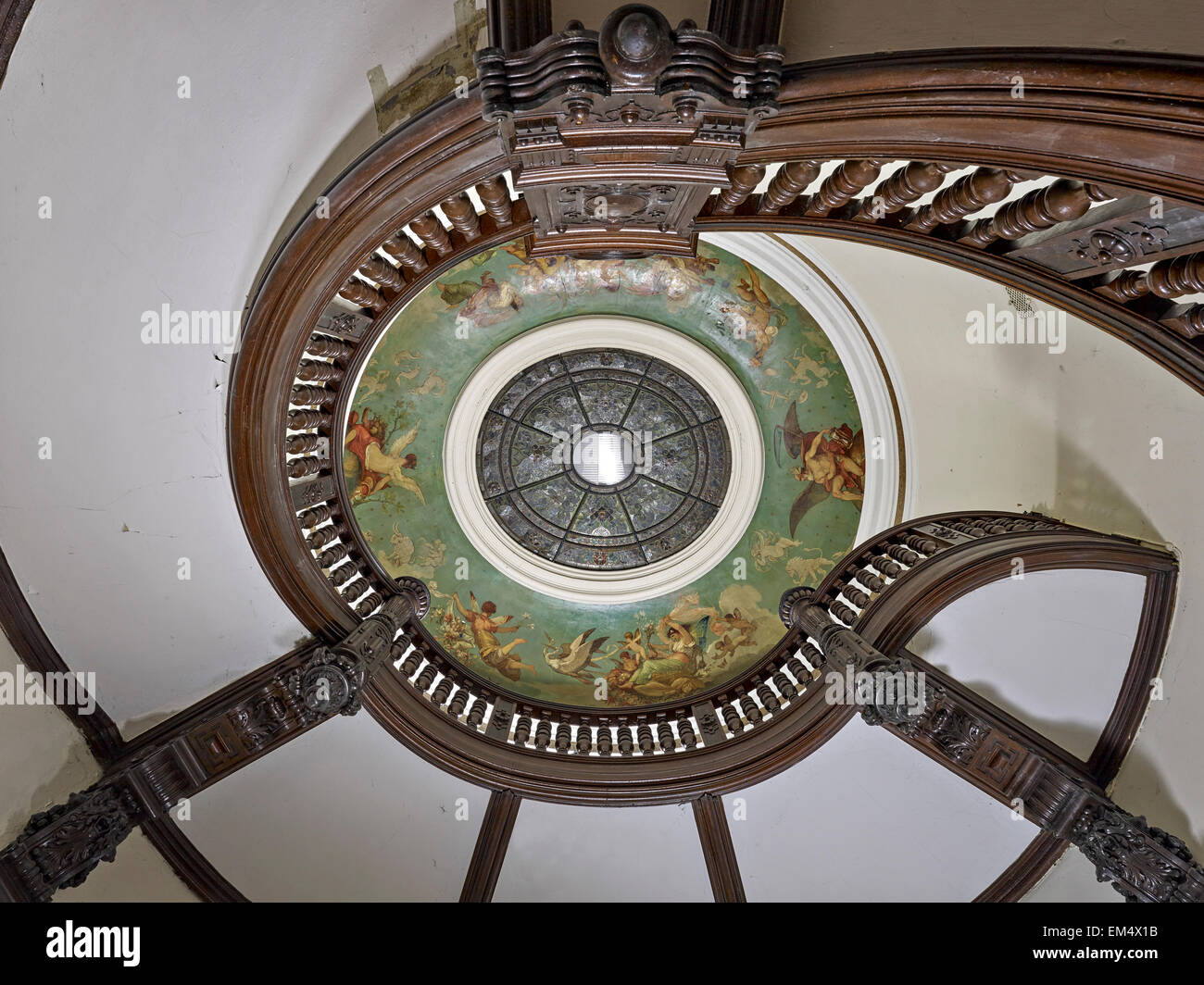 Escalier, pavillon de chasse Hummelshain, Thuringe, Allemagne Banque D'Images