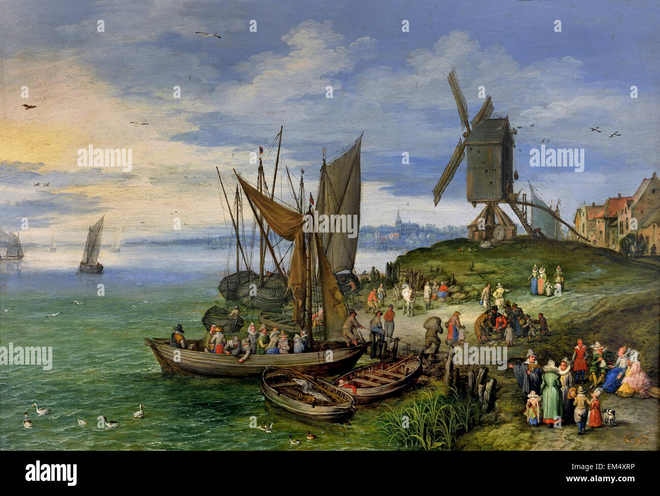 L'usine par l'Embarcadère 1613 Jan Brueghel l'ancien (1568-1625) Belgique flamande belge Banque D'Images