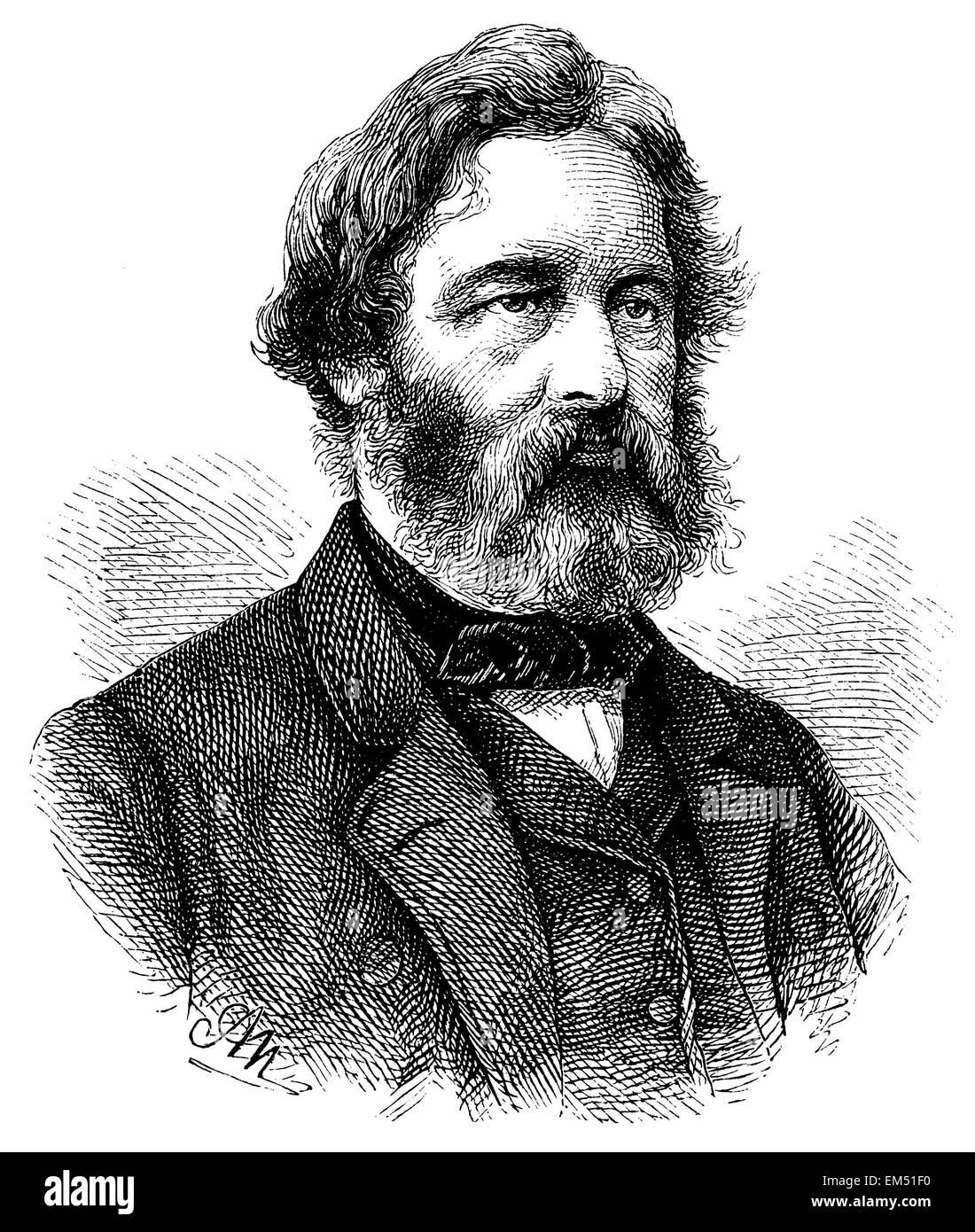 Henry Wadsworth Longfellow (né le 27 février 1807, est décédé le 24 mars 1882) Banque D'Images