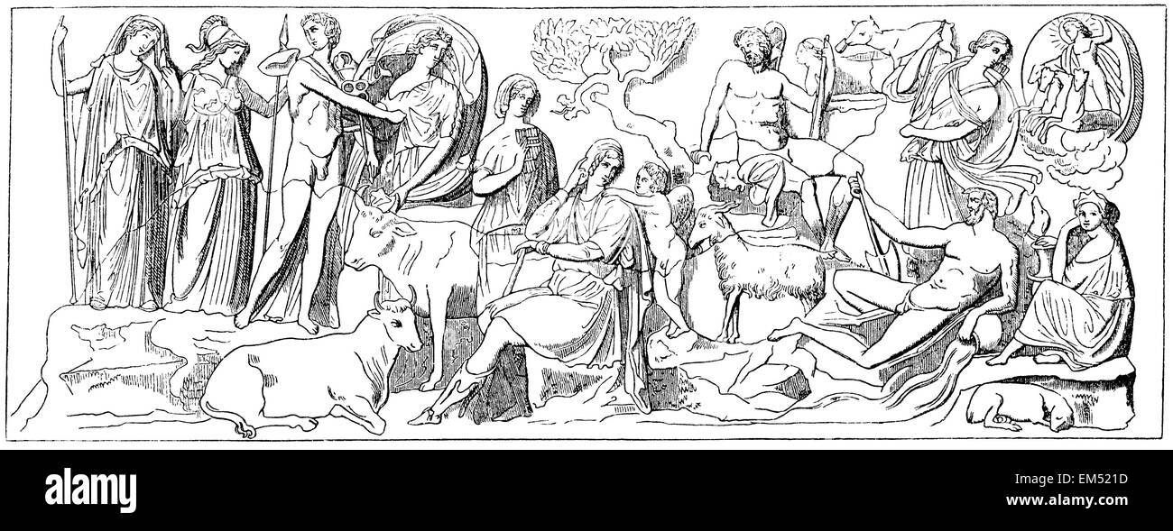 Jugement de Paris. Selon un soulagement dans la Villa Ludovisi à Rome Banque D'Images