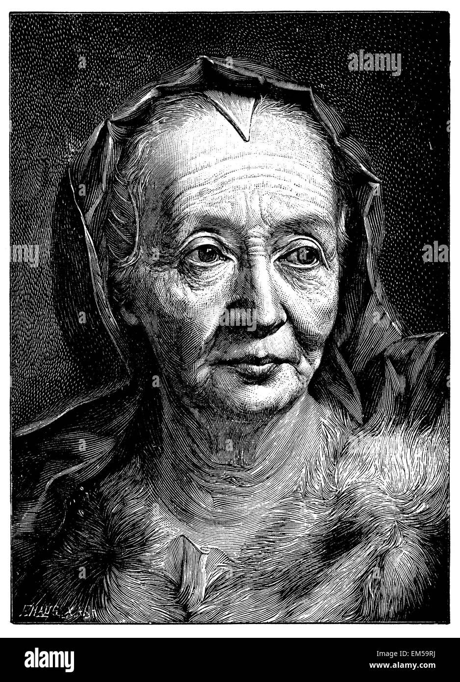 Portrait d'une vieille femme du 17ème siècle , ancienne dignité Banque D'Images