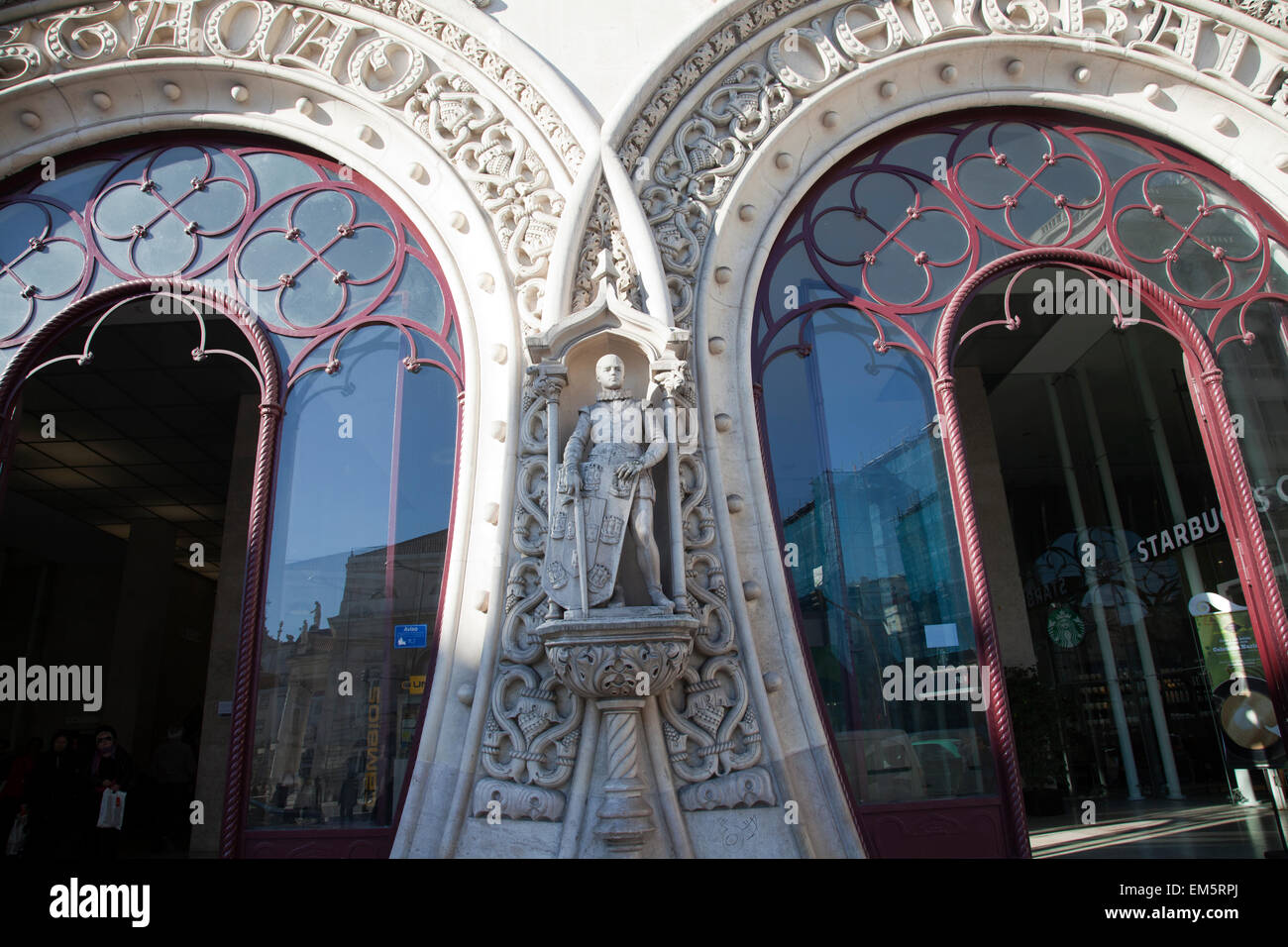 La gare du Rossio Horseshoe Portal Lisbonne - Portugal Banque D'Images