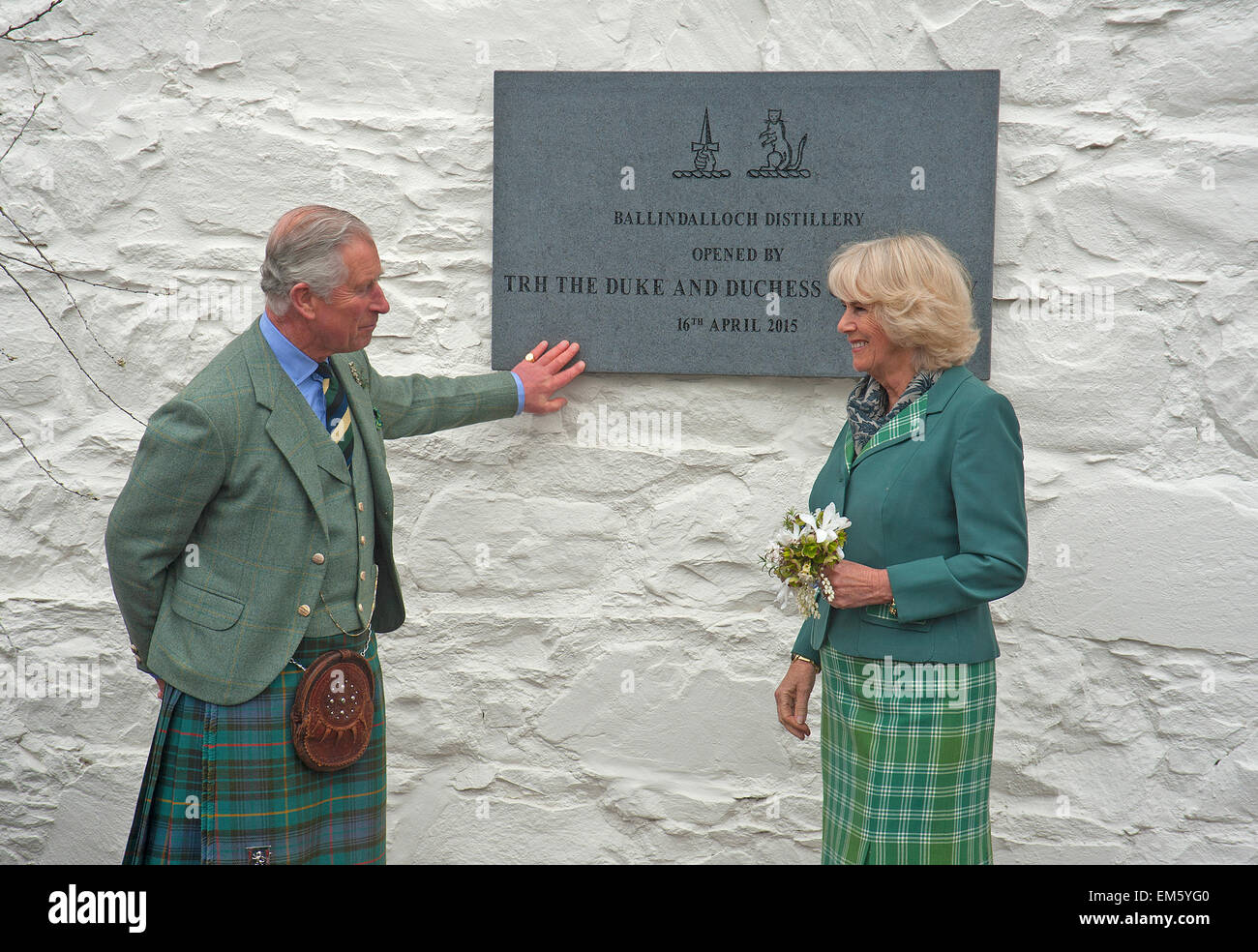 Le Speyside, UK. 16 avril, 2015. Duc et Duchesse de Rothesay ouvrir Ballindalloch seule distillerie agricole dans le Speyside. Crédit : David Gowans/Alamy Live News Banque D'Images
