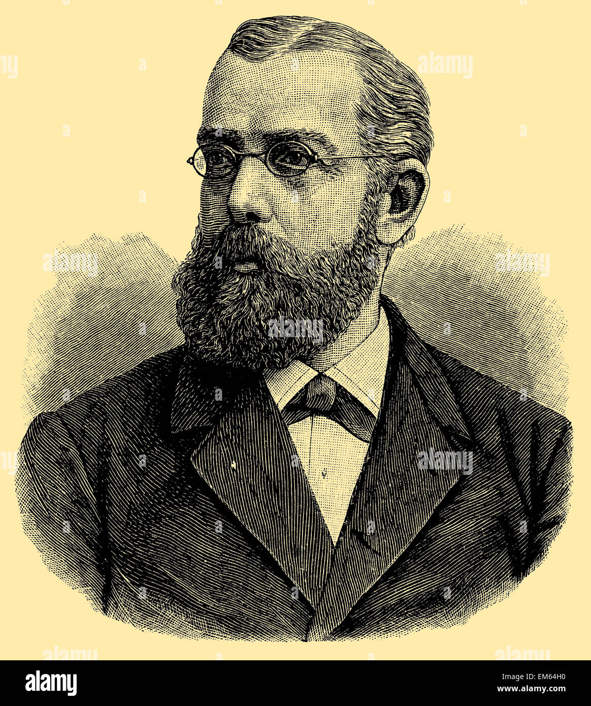 Robert Koch, médecin allemand, découvreur des bacilles de tubercule et le choléra, lauréat du Prix Nobel de médecine en 1905 Banque D'Images