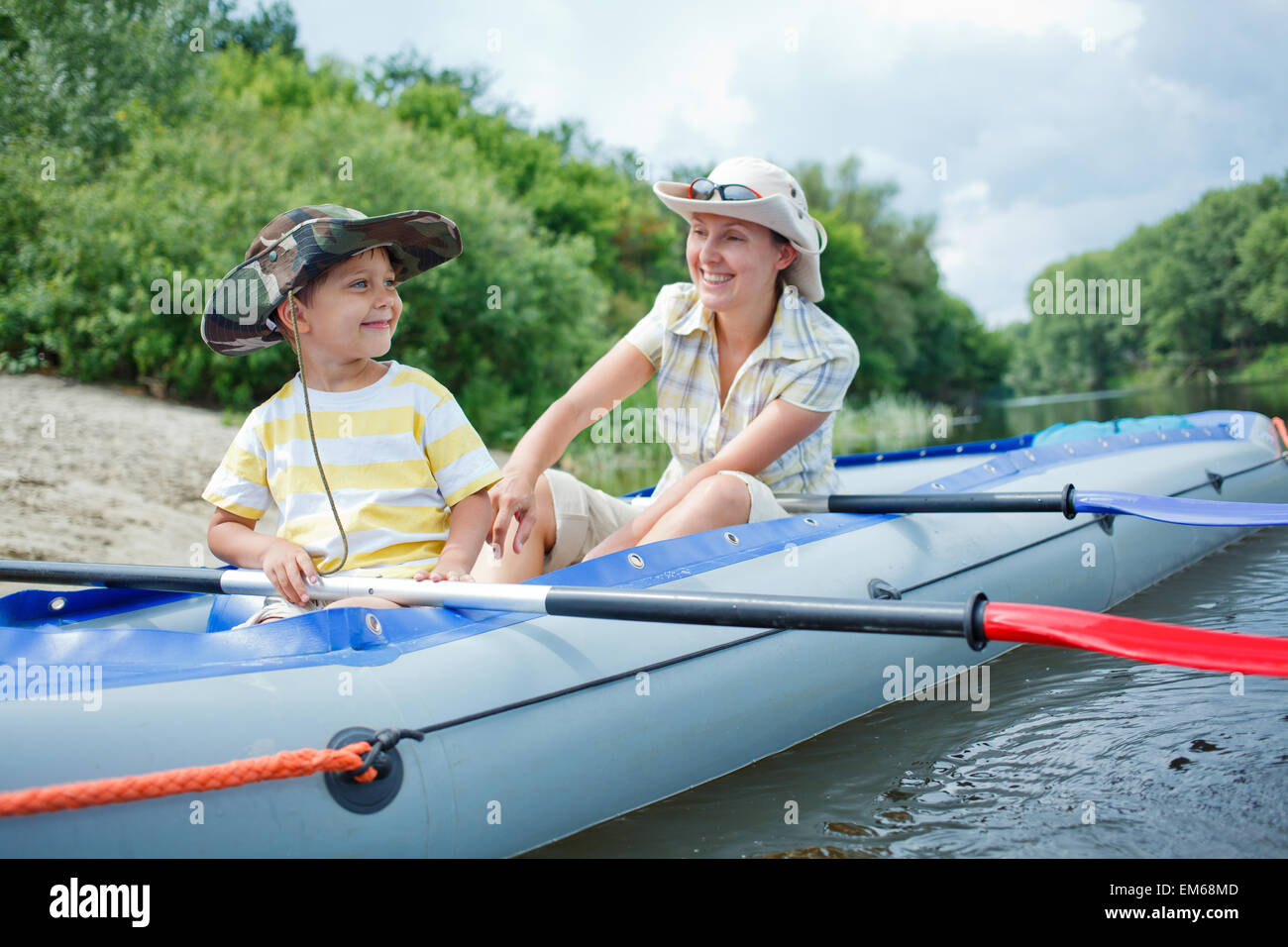 Famille kayak Banque D'Images