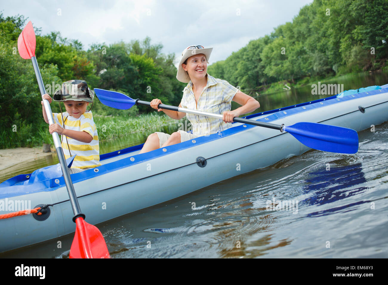 Famille kayak Banque D'Images