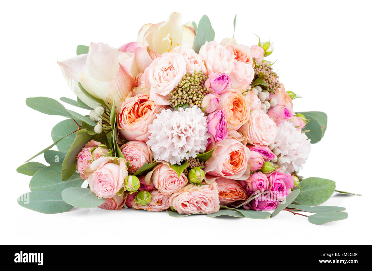 Beau bouquet de fleurs isolé sur fond blanc Banque D'Images