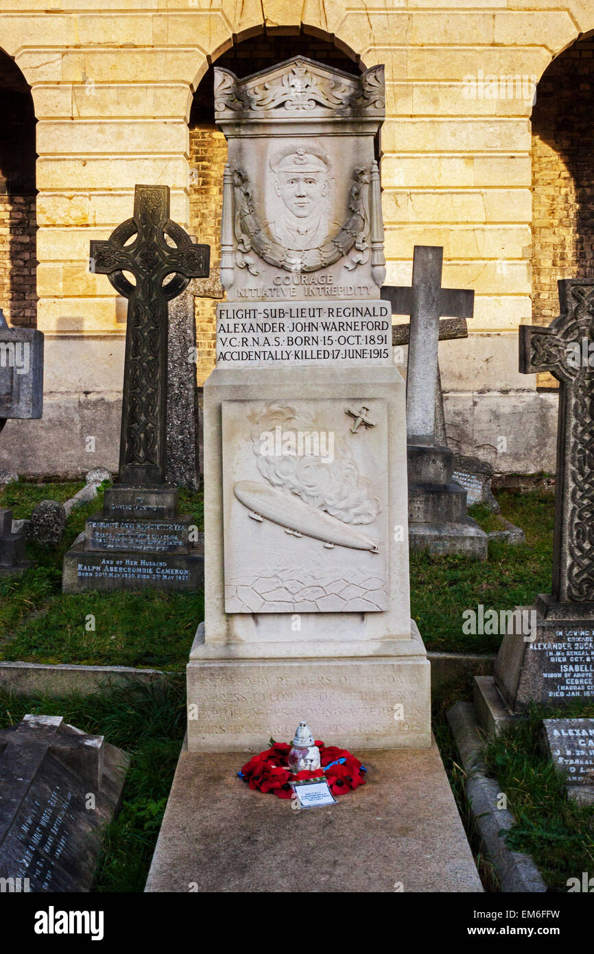 Reginald Warneford V.C. Tombe, cimetière de Brompton, Londres Banque D'Images
