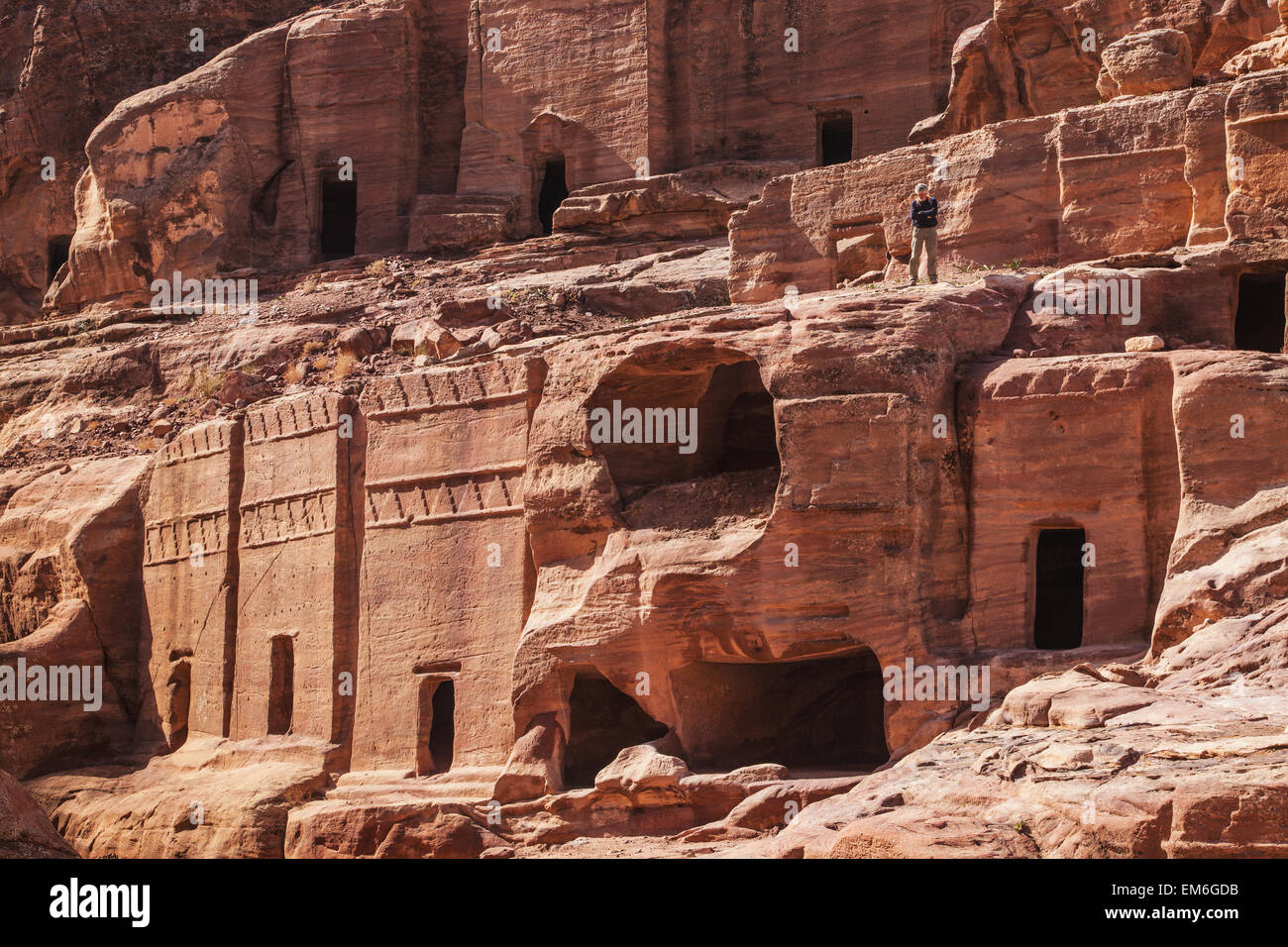 La Jordanie, d'affichage des bâtiments anciens ; Petra Banque D'Images