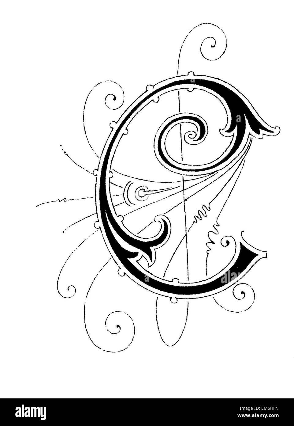 Lettre C , Font : Art Nouveau Banque D'Images