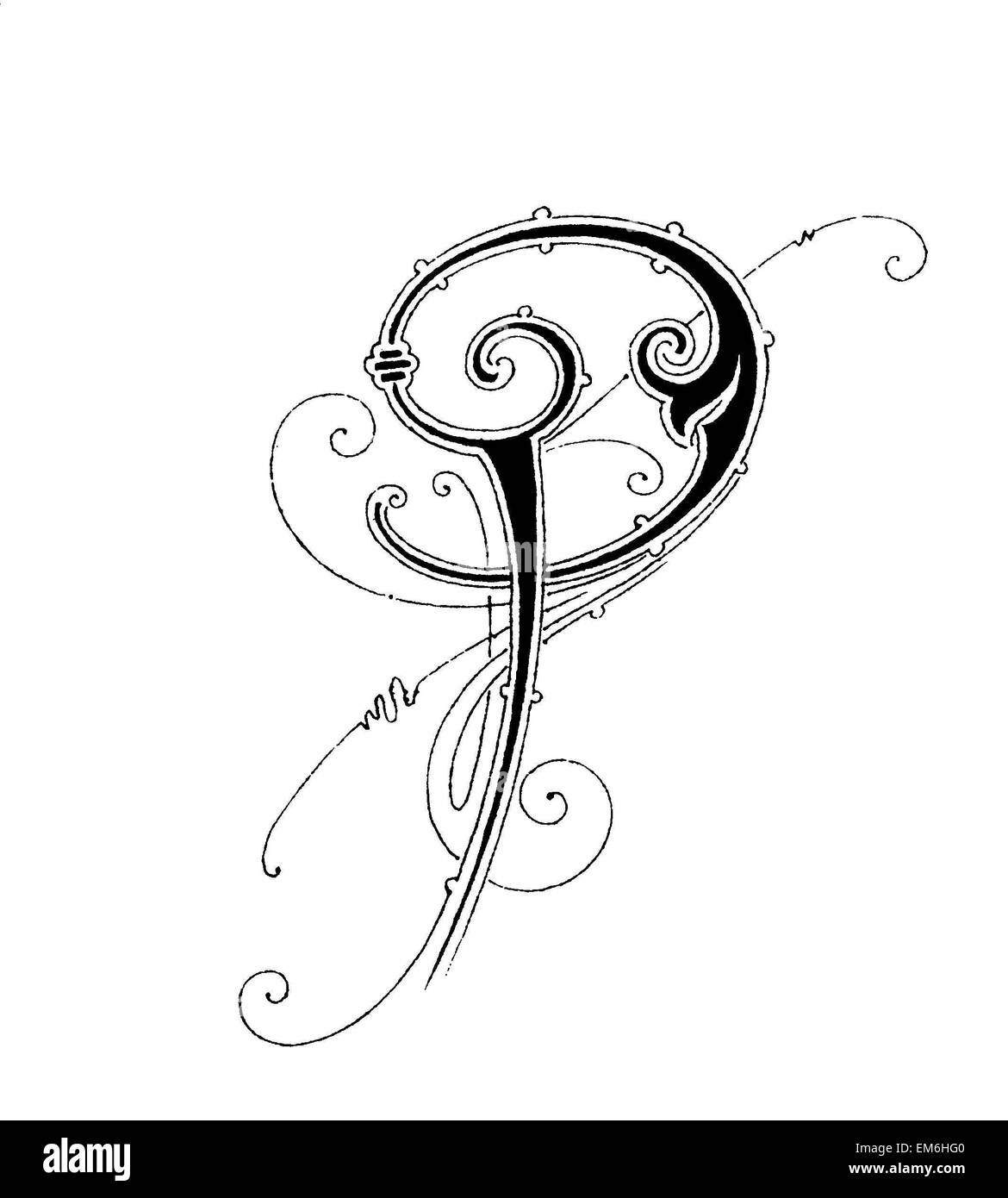 Lettre P, Font : Art Nouveau Banque D'Images