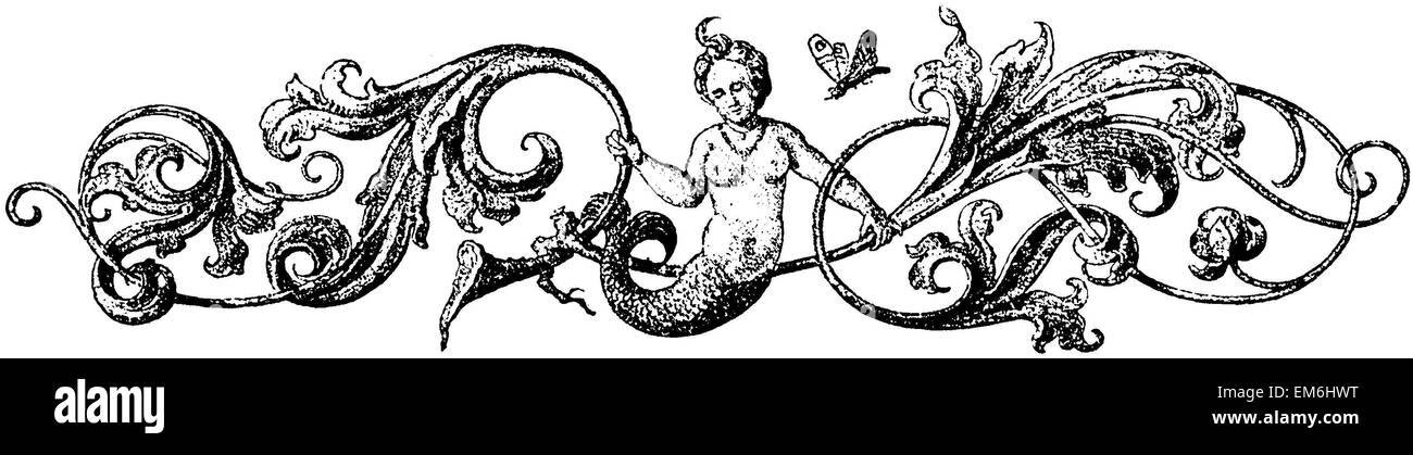 Vignette : Mermaid, ornement Banque D'Images
