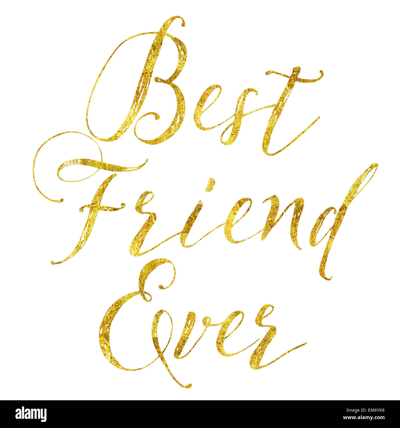 Meilleur ami Faux Gold Foil Glitter métallique citer isolé sur fond blanc Banque D'Images