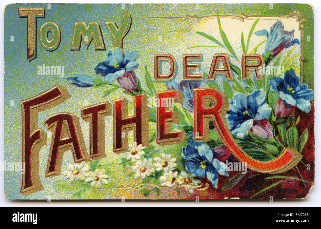 Vintage Fête des Pères carte postale pour Banque D'Images