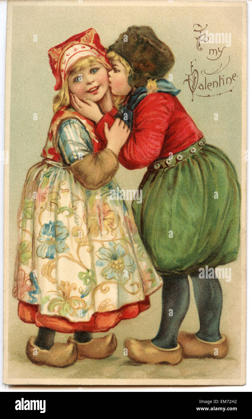 Vintage carte postale de la Saint-Valentin Banque D'Images