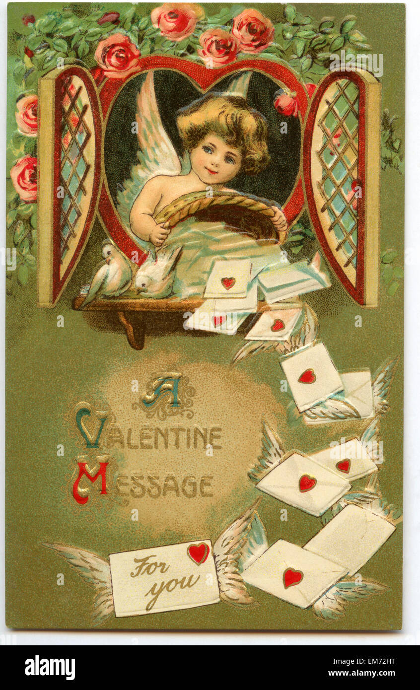 Vintage carte postale de la Saint-Valentin Banque D'Images